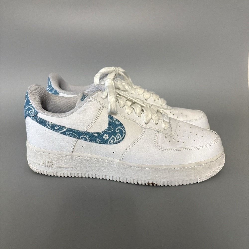 Nike Air Force 1 Low '07 Sneakers Womens 9 White Blue Paisley DH4406-100